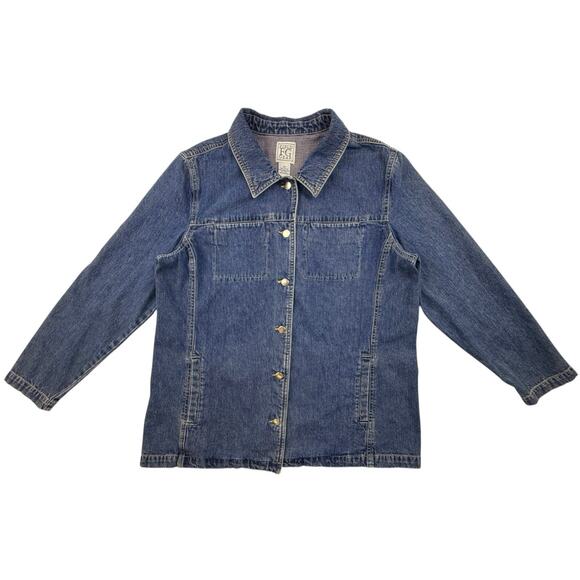 Field Gear Denim Chore Barn Coat Womens Large Blue Denim 90s Cotton Jean Jacket - Picture 1 of 7